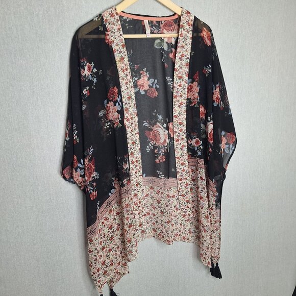 💙 Xhilaration Oversized Kimono Cardigan Size XL/2X/3X Cover Up Boho Cottage Hip - Picture 6 of 8